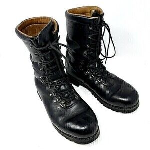 Volkl Heereseigentum‎ 2008 Black Leather Combat Lace Up Boots Size EU 42 or 8.5